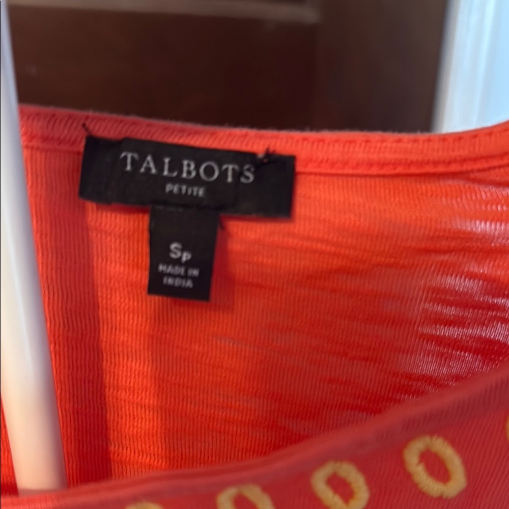 Talbots Orange‎ Red Embellished tie sleeve Shift- worn a few times. Great shape - Picture 2 of 7